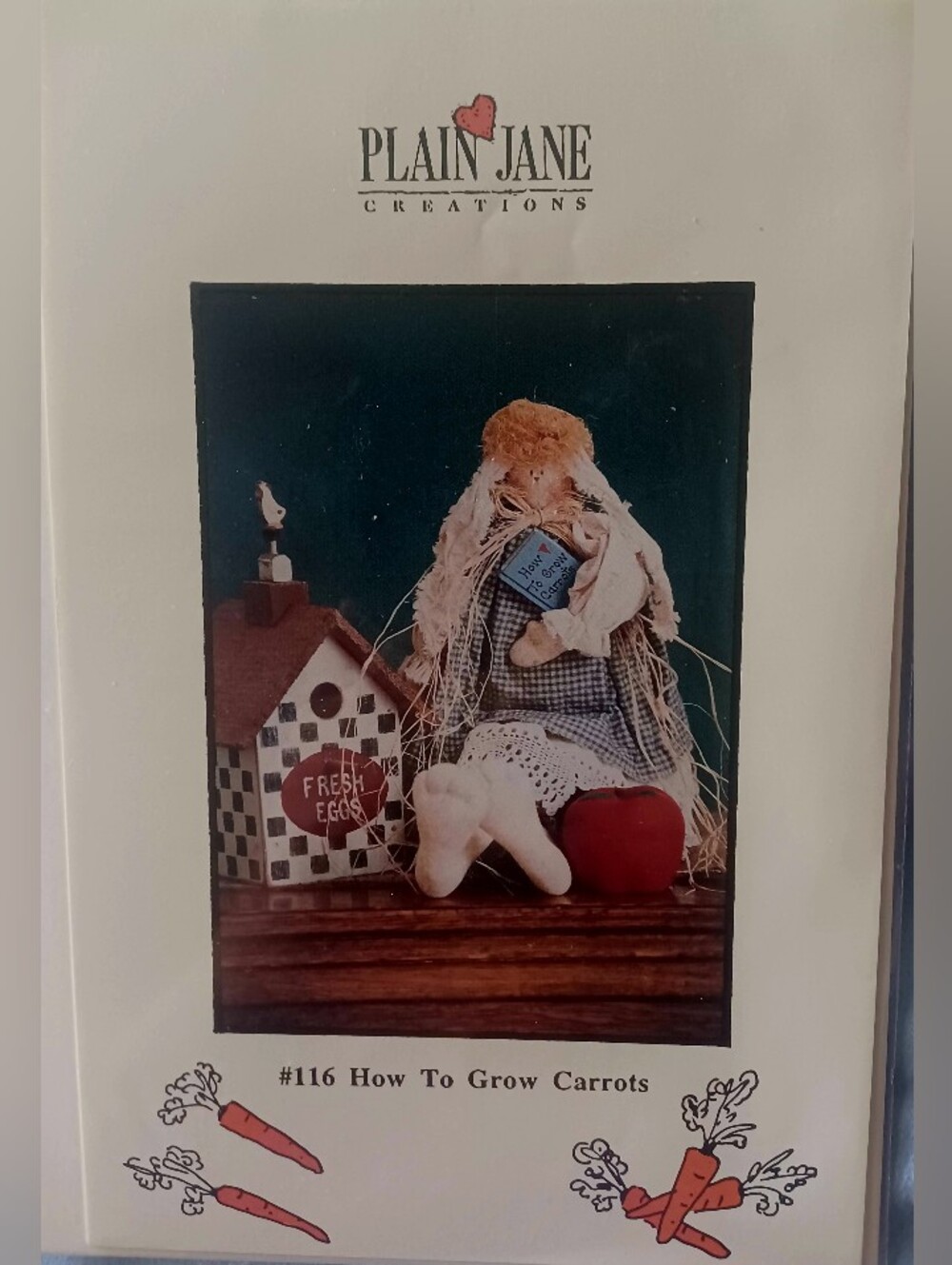 'How to Grow Carrot Themed Rabbit. - Vintage Pattern, 90s Uncut and Size 181/2"